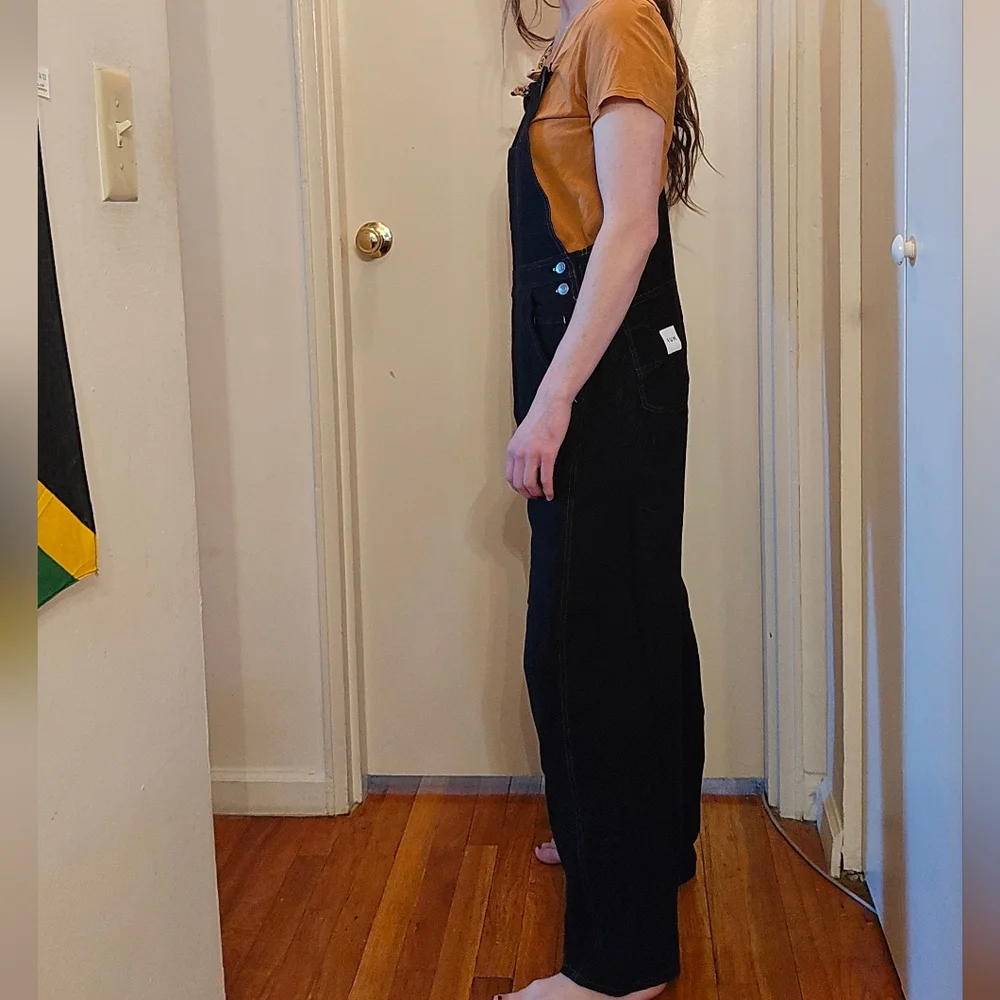HUF Black Women's Denim Overalls - Casual Utility Style- SAMPLE - Picture 2 of 8